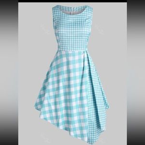 Plus Size Plaid Asymmetrical Dress